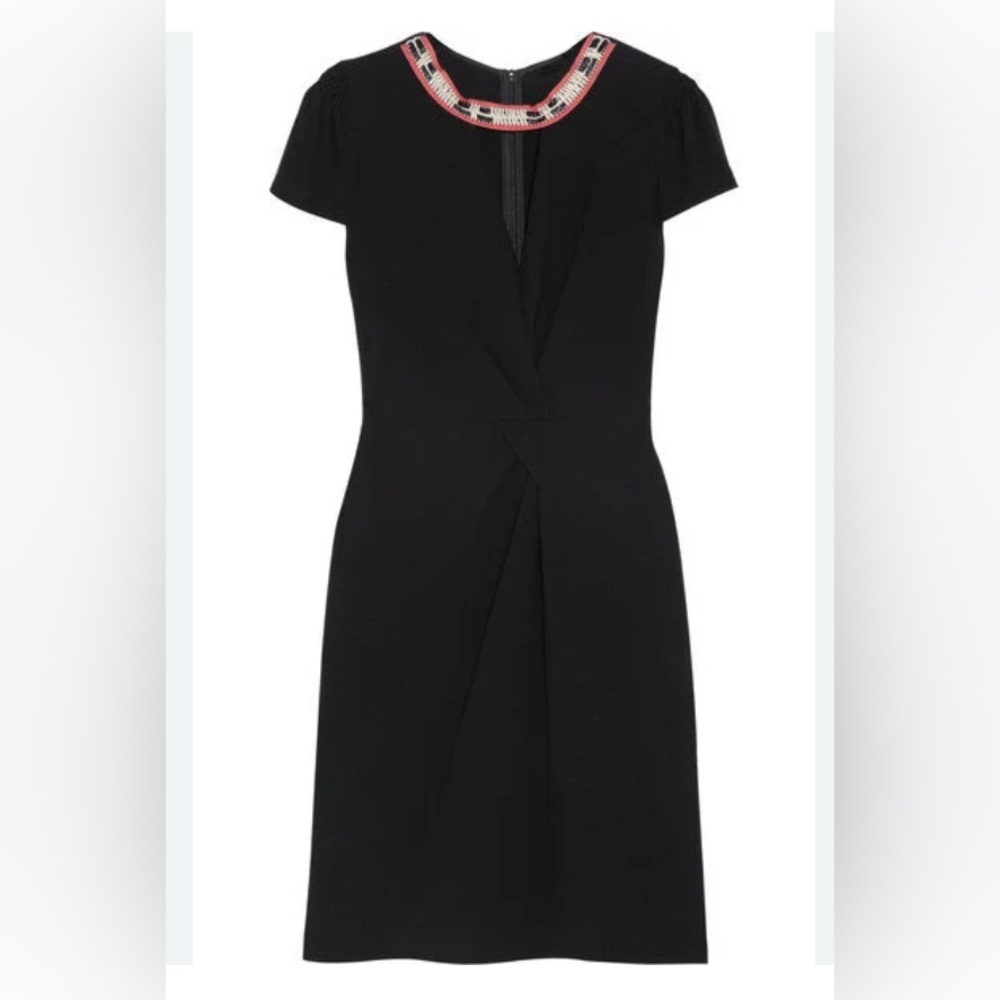 NWT Maje Black Fraicheur Dress with Embellished Neckline